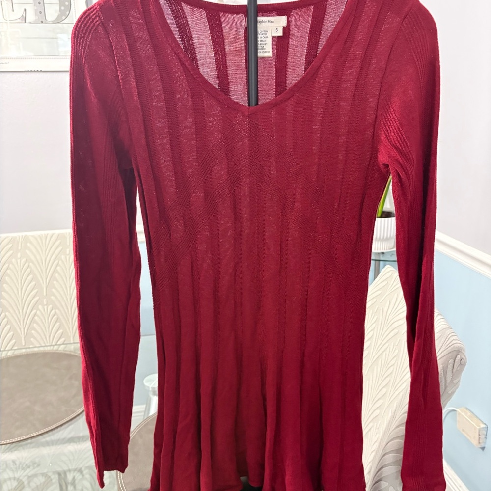 Sophie Max Deep Red Long Sleeve Top